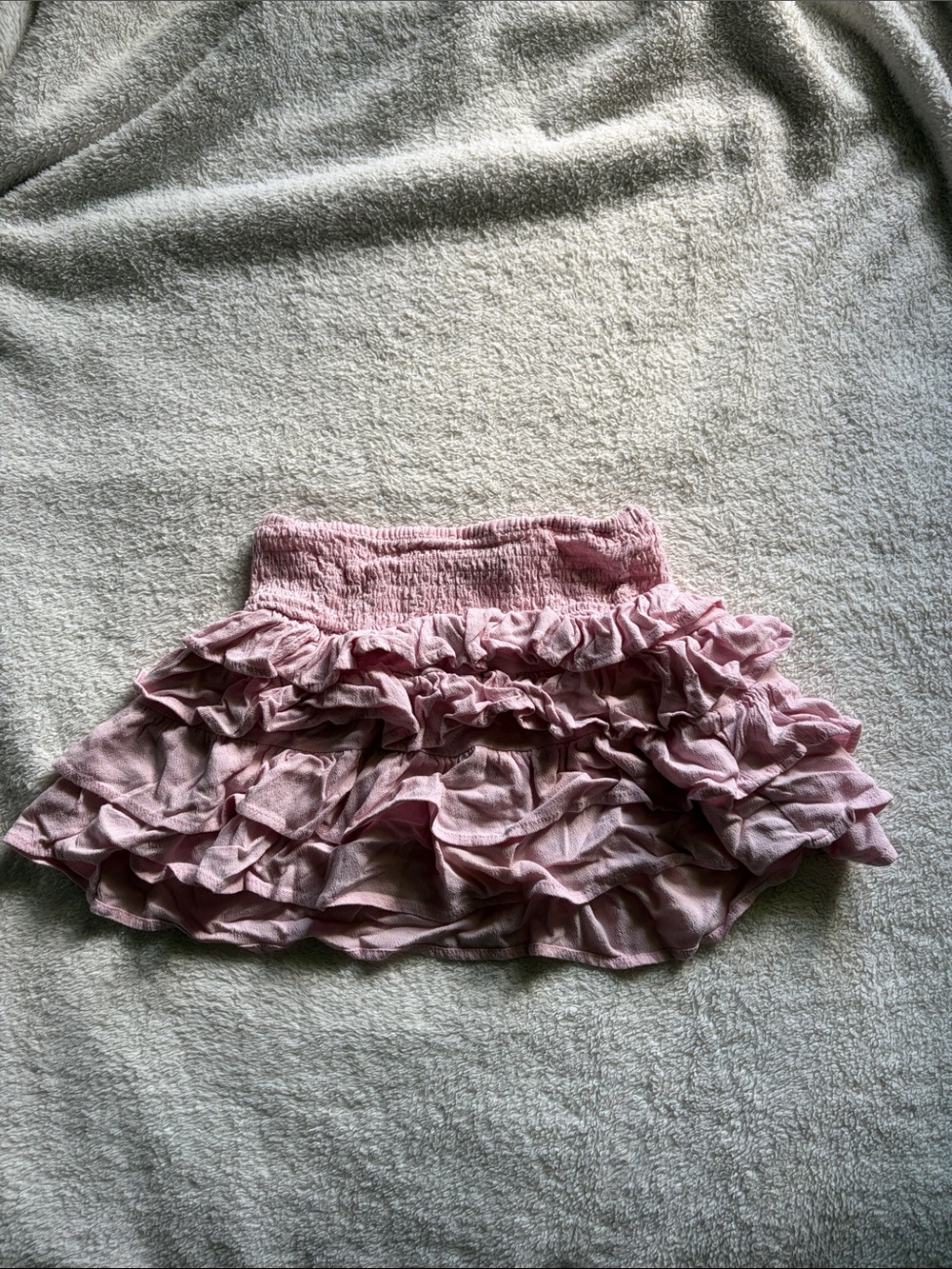 BERSHKA Ruffled Tiered Pink Women's Mini Skirt